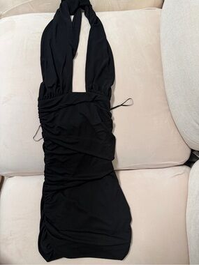 Zara | Dresses | Zara Black Mini Knit Jumper Dress With Gold Accent Zip Size Medium